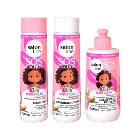 Kit Salon Line Infantil SOS Cachos Kids Shampoo + Condicionador + Creme Pentear